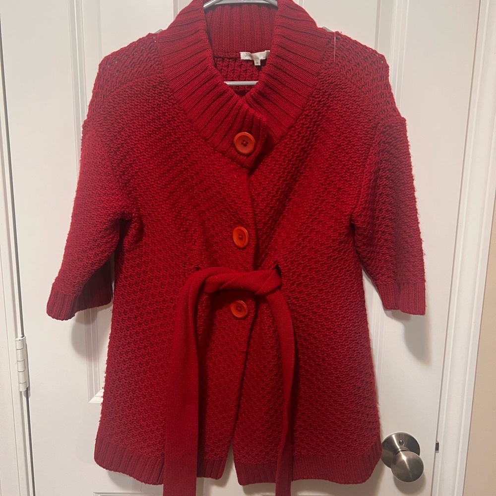 Vince Red Women's Cardigan Sweater